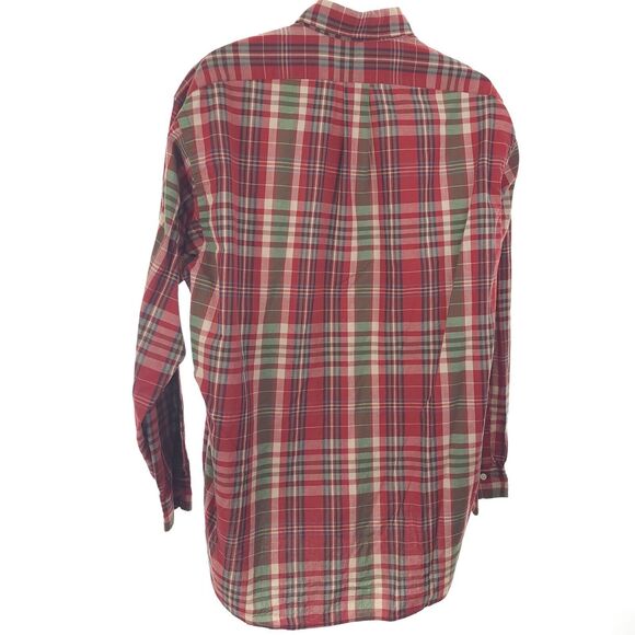 Polo Ralph Lauren PONY Mens L Shirt L/S Button Up Red Green Plaid Cotton Blue Lg - Picture 7 of 9